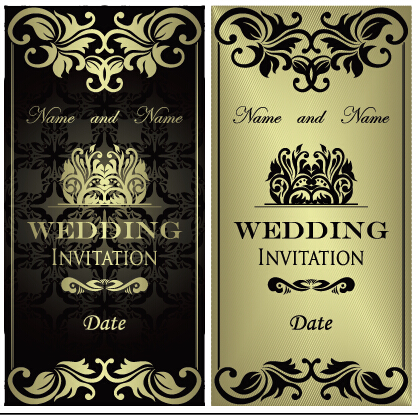 luxurious floral wedding invitations vector design 03  