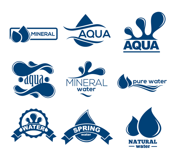 mineral water logos creative vector  