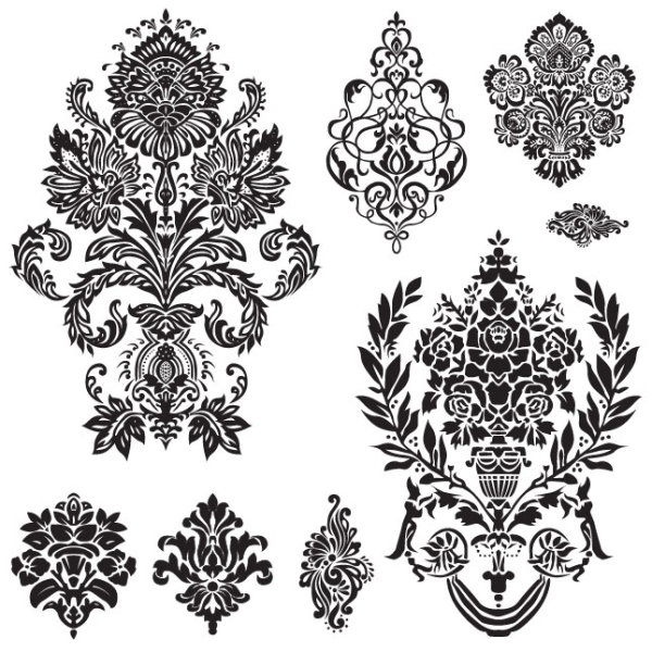 Black and white Decorative pattern free vector 01  