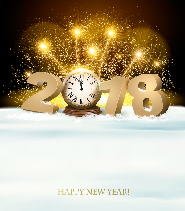 2018 new year background with 2018 and firework vector 01  