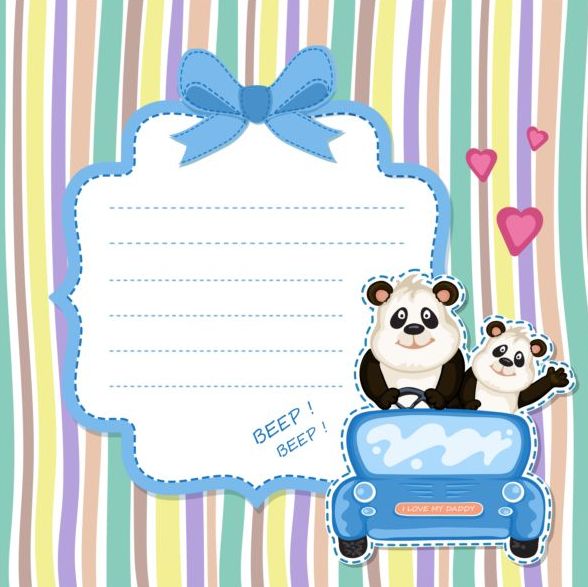 Baby shower cards with cute animals vector 09  