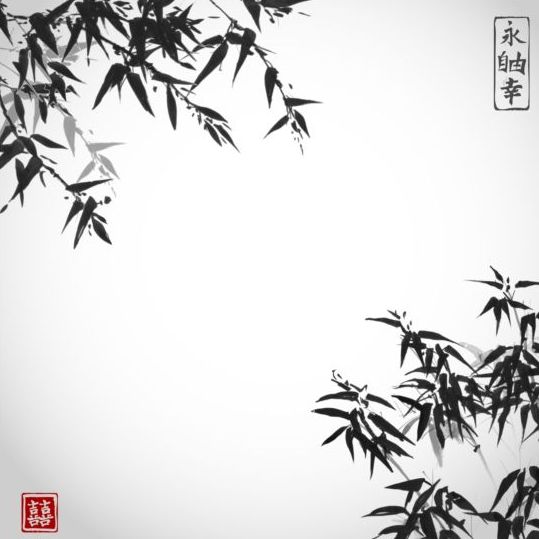 Bamboe Chinese wassen schilderij vector 11  