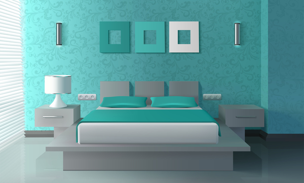 Bedroom interior design vector 01  
