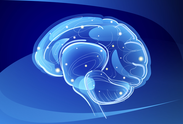 Neurones du cerveau avec des vecteurs de fond bleu 02  