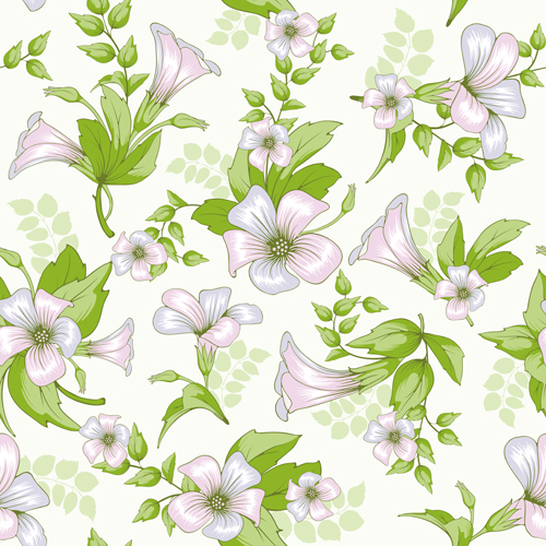 Bright flowers design vector seamless pattern 05  