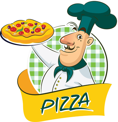 Set of Chef with pizza design vector 02  