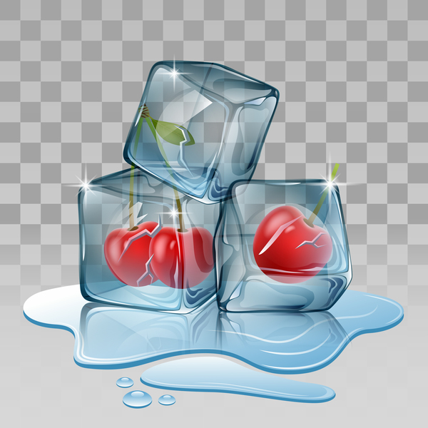 Cerise avec de la glace en cubes vector illustration  