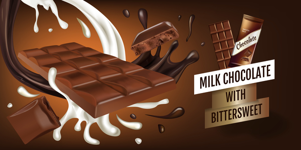 チョコレートスウィートフード広告ポスターテンプレートベクトル01  