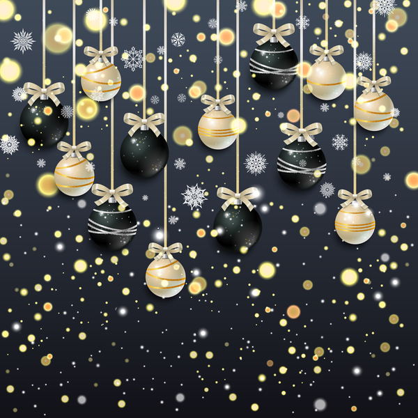 Декор рождественского шарика с темным вектором фона  