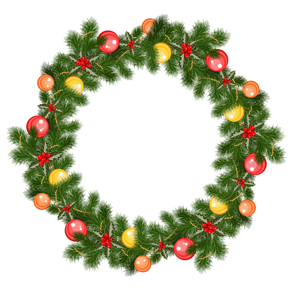 クリスマスの装飾の花輪のイラストベクトル02  