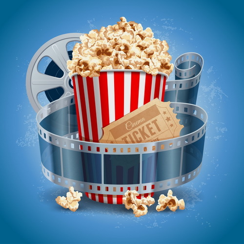 Kinohintergrund mit Popcornsnacks vector 02  