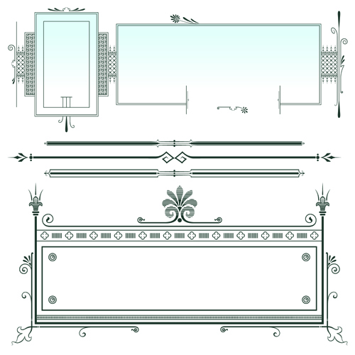 Classical Europe styles frame with borders vectors 02  