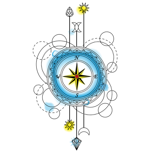 Compass with decorative illustration vector  