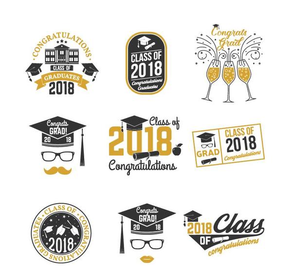Congratulations 2018 grad labels vector  