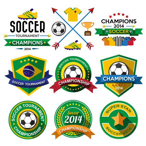 Creative soccer vector labels set 01  