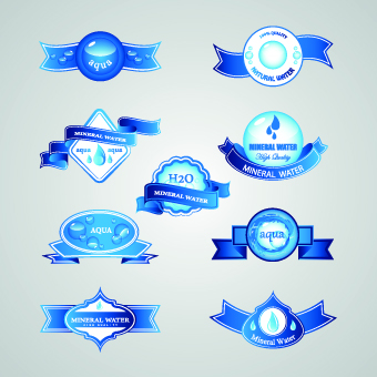 Creative water elements labels vector  