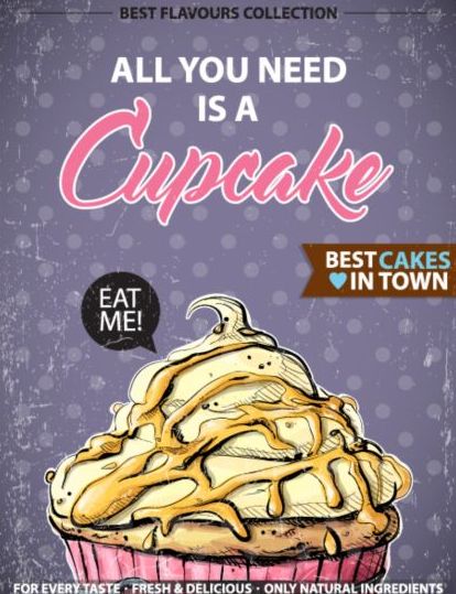 Cupcake vintage poster design vettoriali 03  
