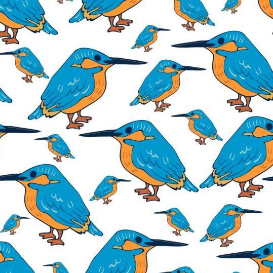Cute birds seamless pattern vector  