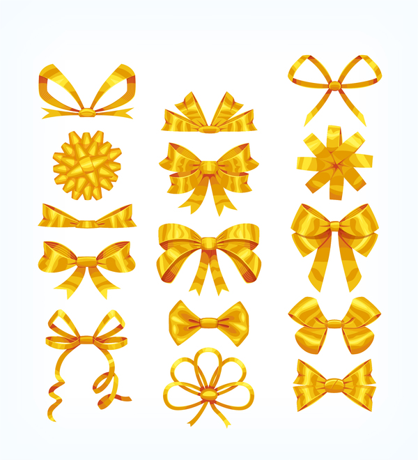 Different golden bow vector  