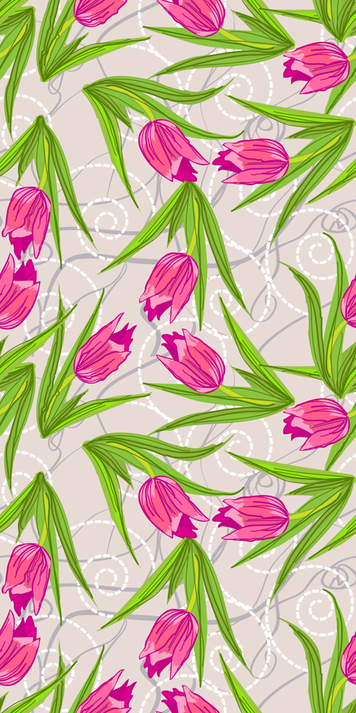 Set of different Flower Pattern elements vector 05  