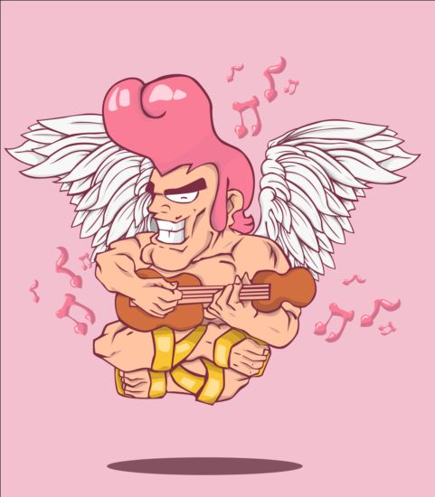 Funny cupid man cartoon vector 03  
