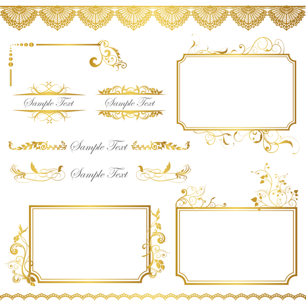 Goldene Dekor Kalligraphie mit Rahmen und Grenzen Vektor 11  