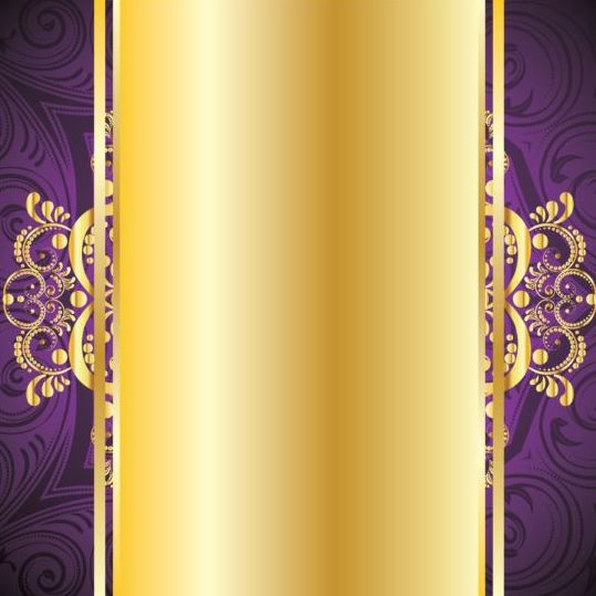 Goldig mit lila dekorativen Hintergrundvektor 01  