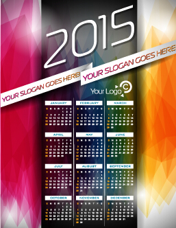 Grid calendar 2015 with abstract background vector 01  