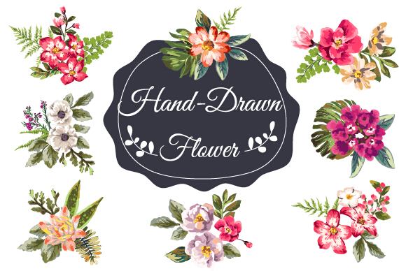 Hand drawn flower vintage vector  
