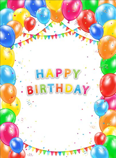 Happy Birthday Luftballons und Wimpel mit weißem Hintergrund  