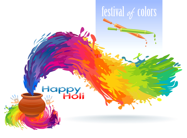 Happy Holi festival with color background vector 10  