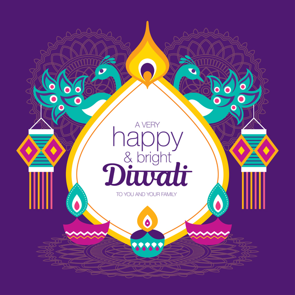 Happy diwali background design vectors 03  
