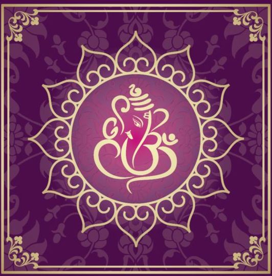 Stile indiano floreale viola sfondo vettore 07  