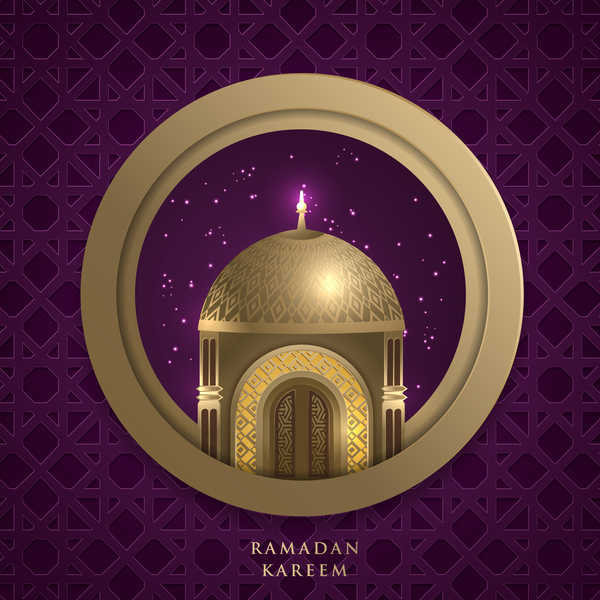 Islamische ramadhan purpurrote Hintergründe vectors 05  