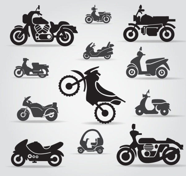 Motorcycle silhouette design vector set  