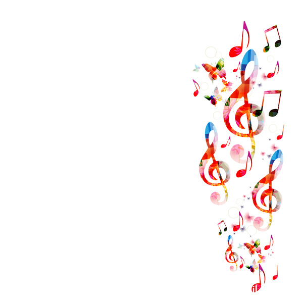Notes and butterflies music background vector 09  