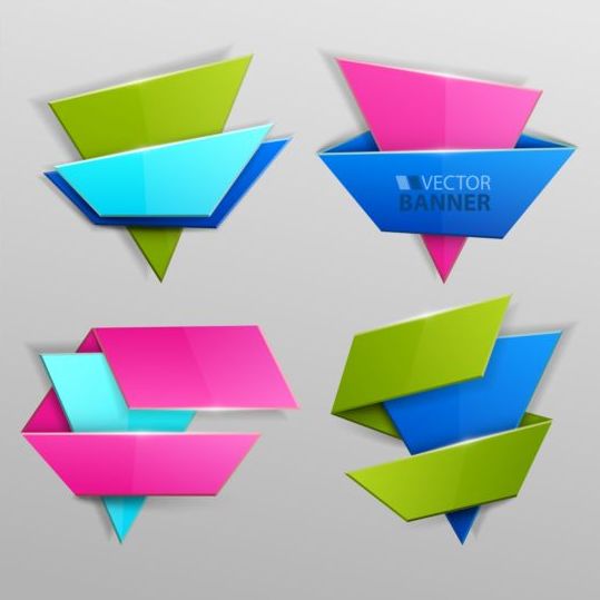 Bannières en origami vecteurs modernes 03  