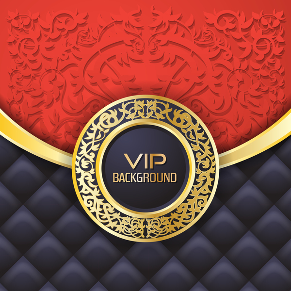Ornate VIP background red black vector 01  