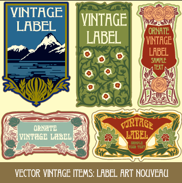 Ornate vintage labels creative vector set 10  