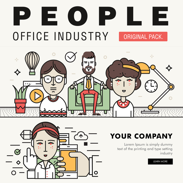People Büro-Büro-Branchen-Vektoren sert 11  