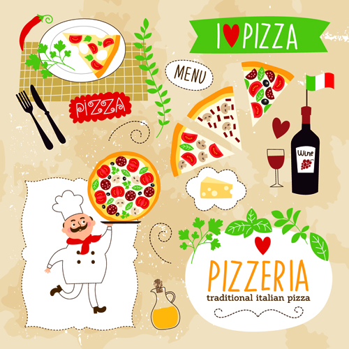 Creative Pizza design elements vector 04  