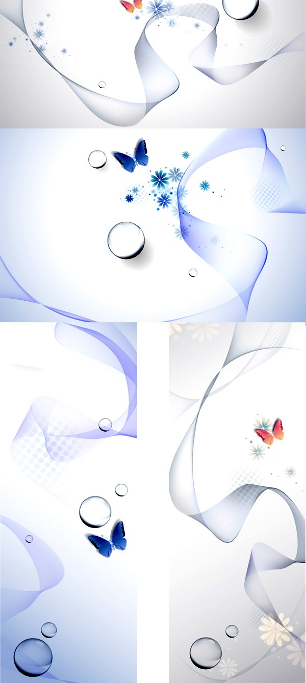 Poetic butterfly water background vector material  