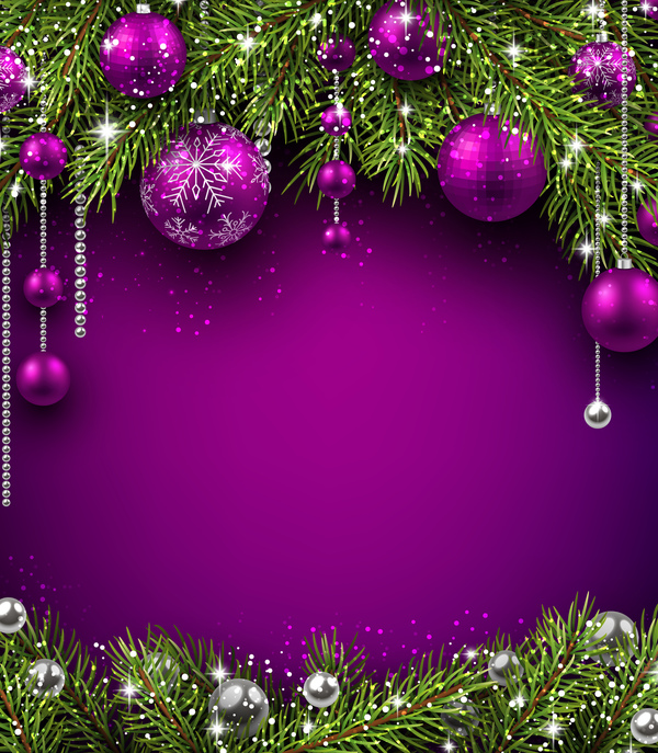 Décor de Noël violet avec vecteur de fond  