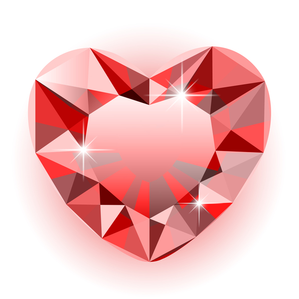 赤いハート型のダイヤモンドベクトルイラスト04  