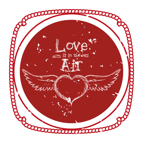 Red valentines day elements vector  