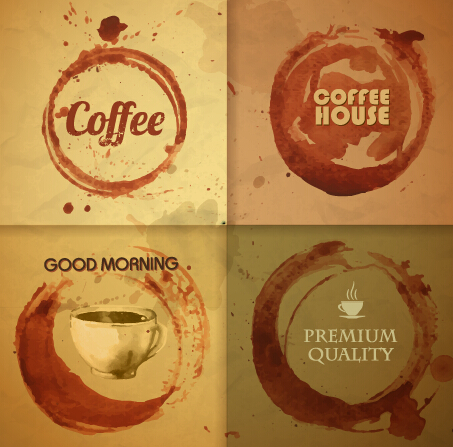 Retro design coffee label vector 01  