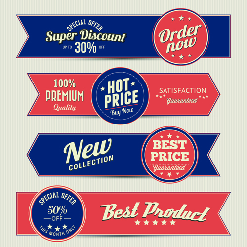 Retro style sale banners set vector 04  