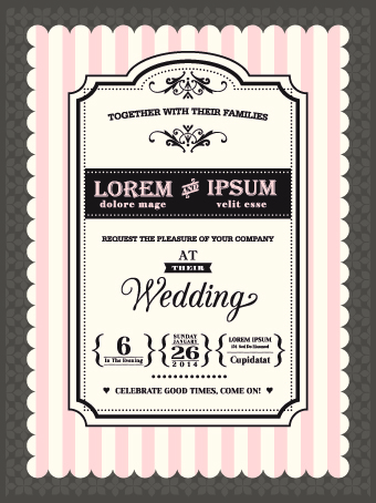 Retro wedding invitations cards design vector 02  