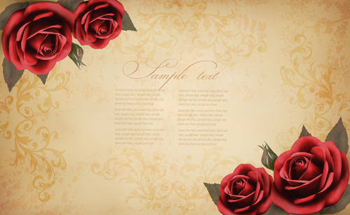 Roses and Vintage background vector 06  