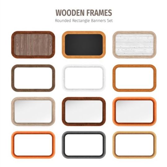 Afgeronde rechthoek houten frames vector  